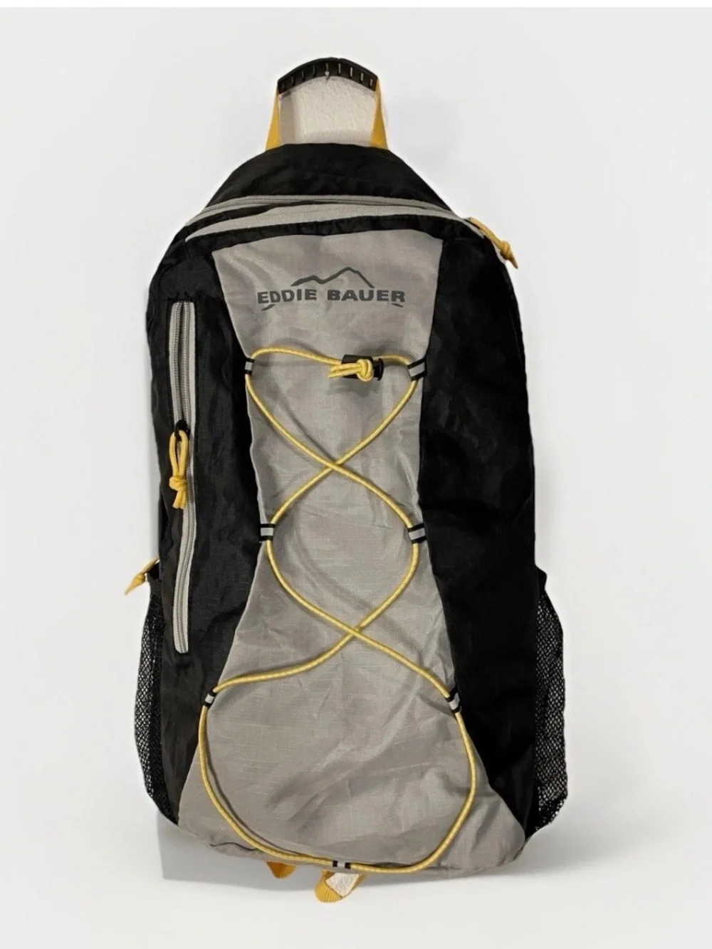 New Eddie Bauer Black and Gray Backpack with Yellow Accents
